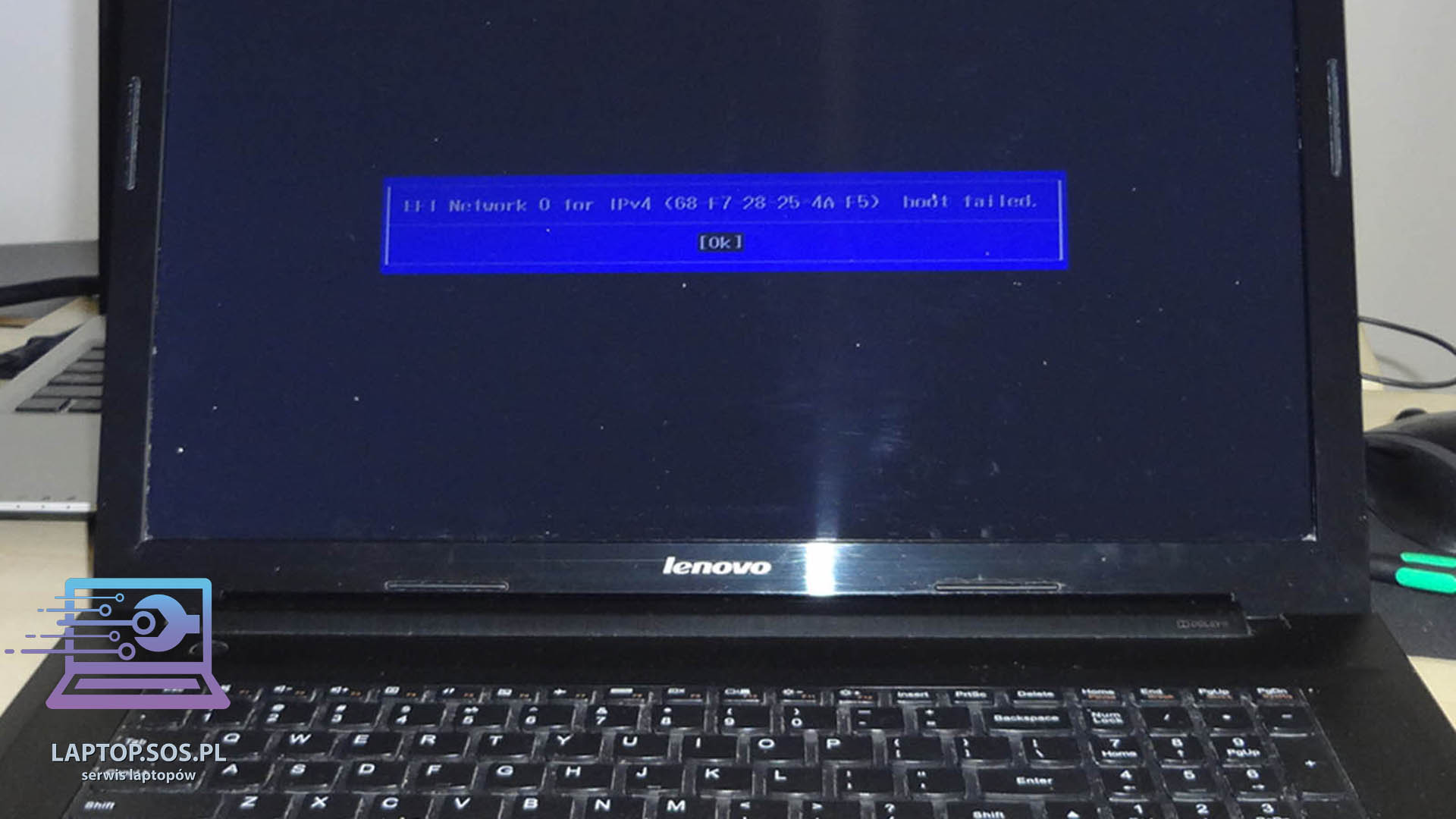 Naprawa laptopa Lenovo, błąd "EFI Network 0 for IPv4 boot failed"