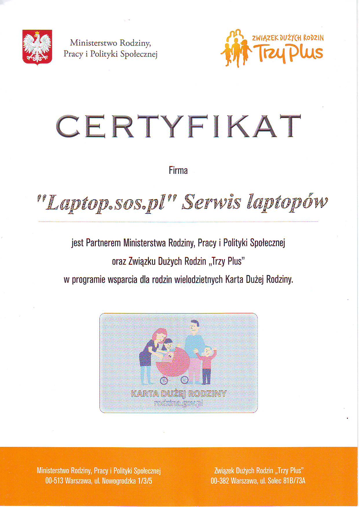 serwis laptopów certyfikat